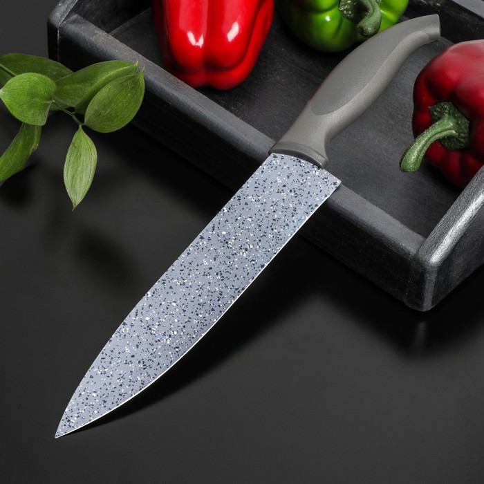 Нож с антиналипающим покрытием Доляна «Гранит», шеф, лезвие 20 см доляна нож шеф bull лезвие 20 5 см цвет красный