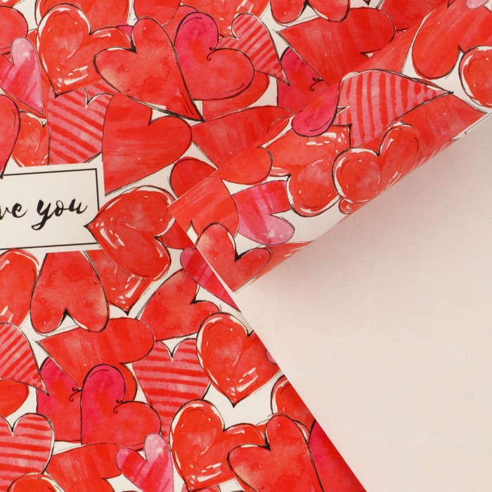 Бумага упаковочная глянцевая «Love», 70 х 100 см бумага упаковочная дарите счастье цветы в стиле гжель глянцевая 70 х 100