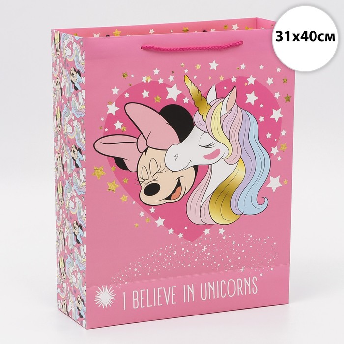 

Пакет подарочный, 31 х 40 х 11,5 см "100% unicorn", Минни и единорог