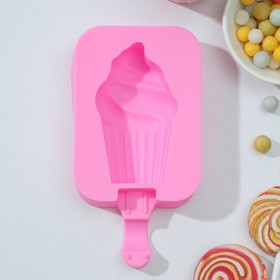 Форма для мороженого 14х7,5х2,5 см, "Капкейк", цвет розовый
