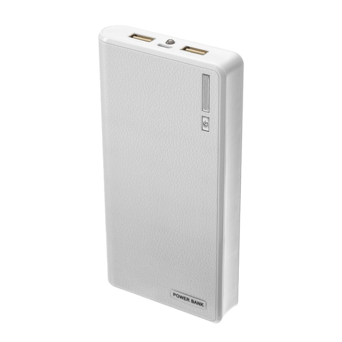 Внешний аккумулятор LuazON PB-01 (NY), 7200 мАч, 2 USB, 1/2.1 А, фонарик, белый