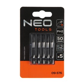 

УЦЕНКА Биты ударные NEO 09-576, PH2 x 50 мм, 1/4", S2, 5 шт, система поглощения крутящего момента