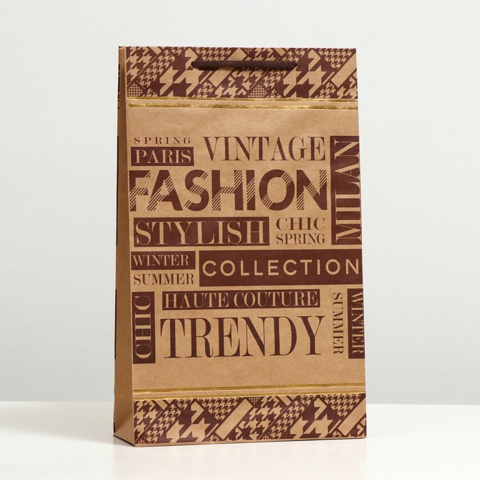 

Пакет подарочный "Fashion", крафт, 40,5 x 24,8 x 9 см