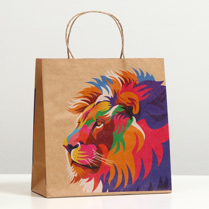 

Пакет подарочный "Lion", крафт, 24 x 23 x 10 см