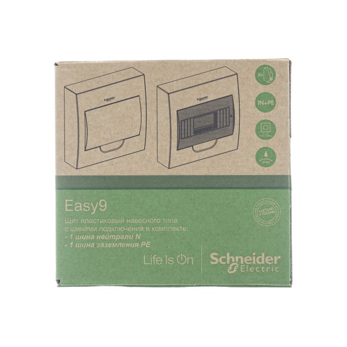 фото Бокс se easy9, 1 ряд, 8 модулей, навесной, ip40, белый, ez9e108s2sru schneider electric