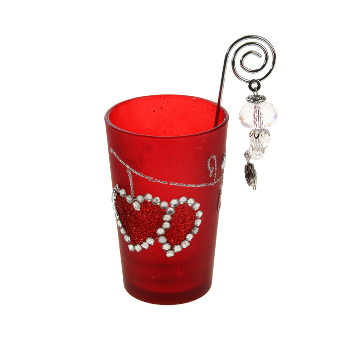 Подсвечник с держателем для свечи "Сверкающие сердца"