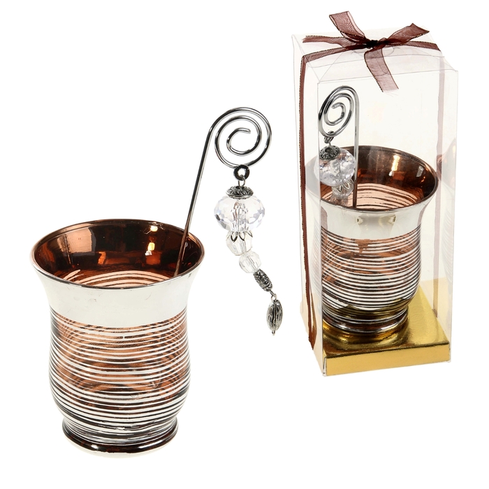 Подсвечник с держателем для свечи "Полосочка", цвет кофейный