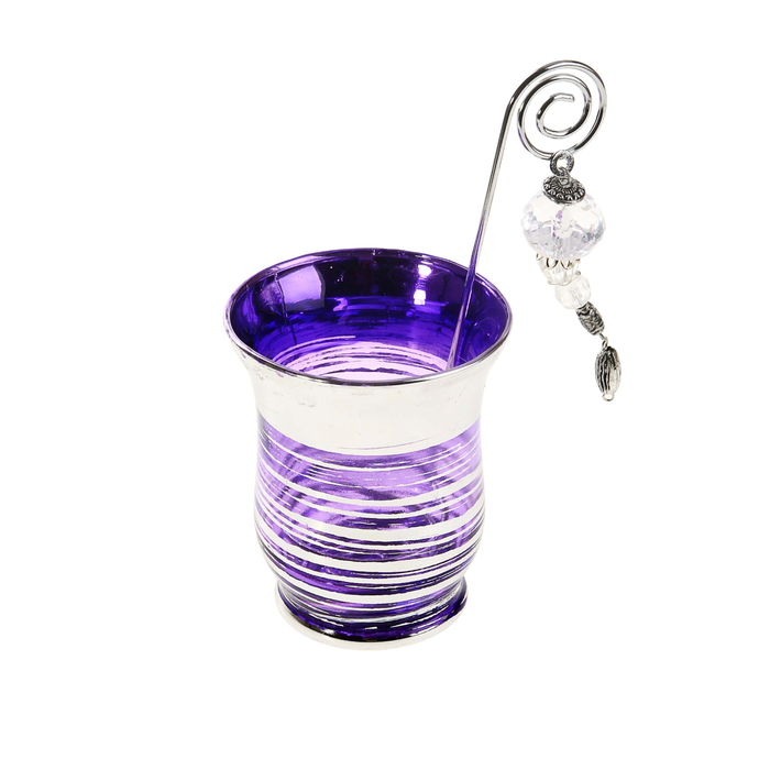 Подсвечник с держателем для свечи "Полосочка", цвет сиреневый