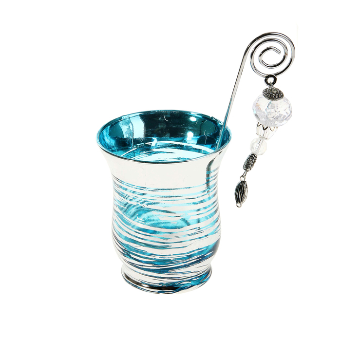 Подсвечник с держателем для свечи "Полосочка", цвет голубой