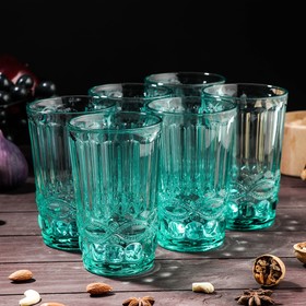 Набор стаканов Magistro «Ла-Манш», 6 шт, 350 мл, 8×8×12,5 см, цвет бирюзовый