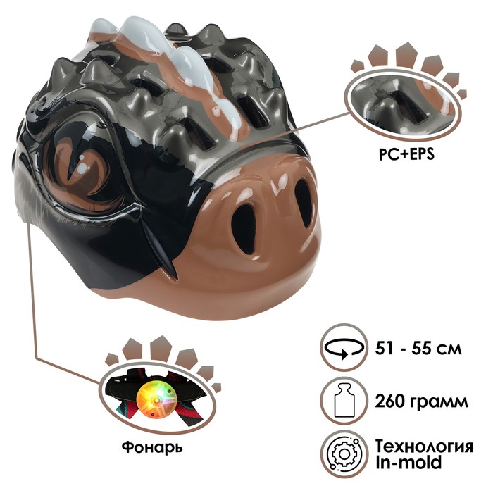 

Шлем велосипедиста детский, р. 51-55 см, цвет чёрный