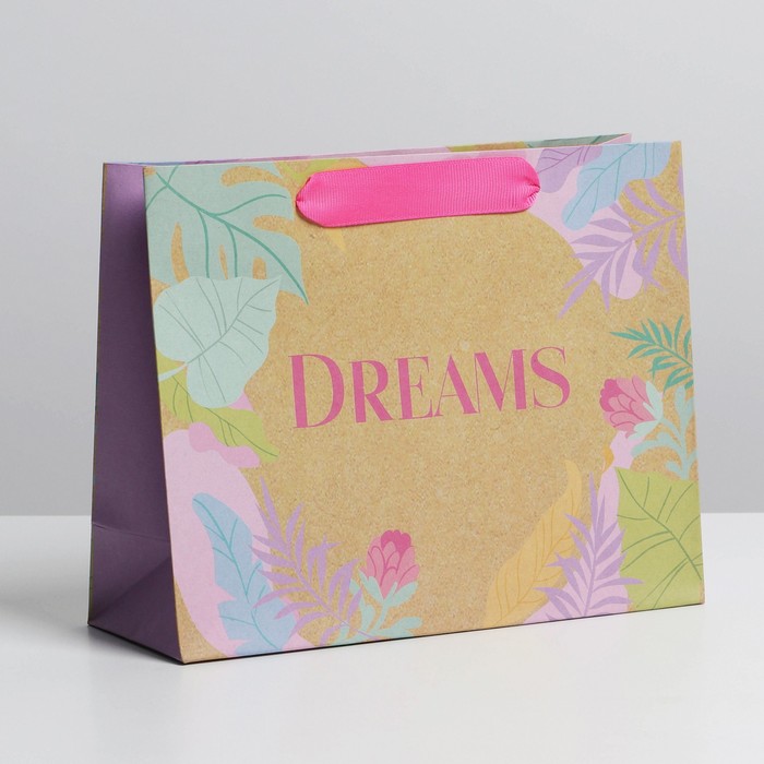 Пакет подарочный крафтовый, упаковка, «Dreams», 22 х 17,5 х 8 см пакет крафтовый подарочный счастье внутри 22 × 17 5 × 8 см