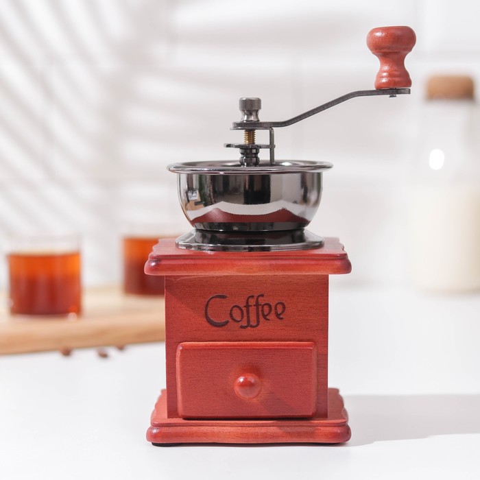 Кофемолка ручная «Утренний кофе», 9,8×16 см, красное дерево