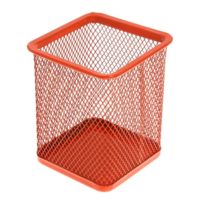 фото Стакан для пишущих принадлежностей квадратный сетка металл оранжевый calligrata