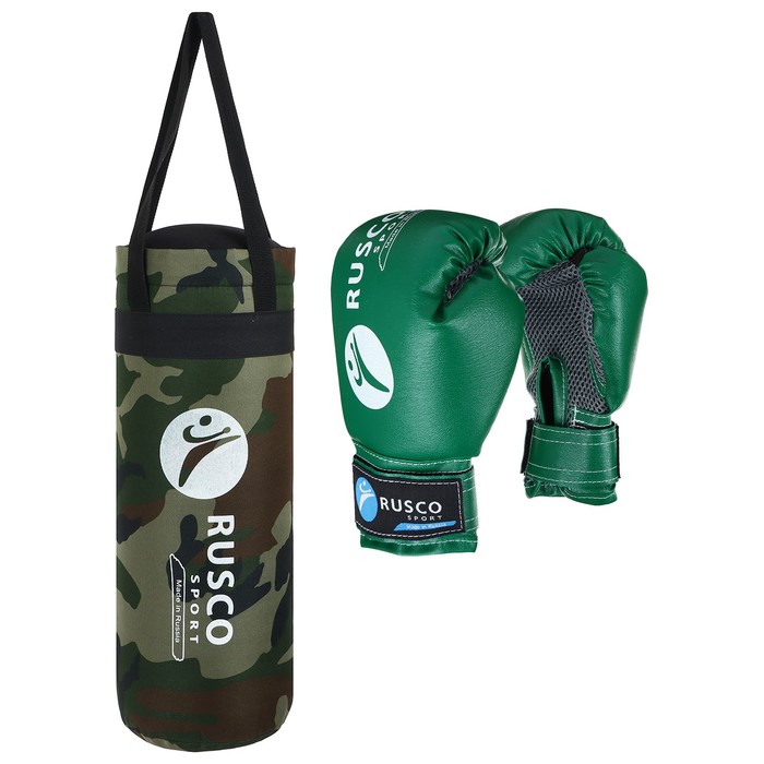 Набор боксёрский для начинающих RuscoSport: мешок, перчатки, 6 унций, цвет хаки