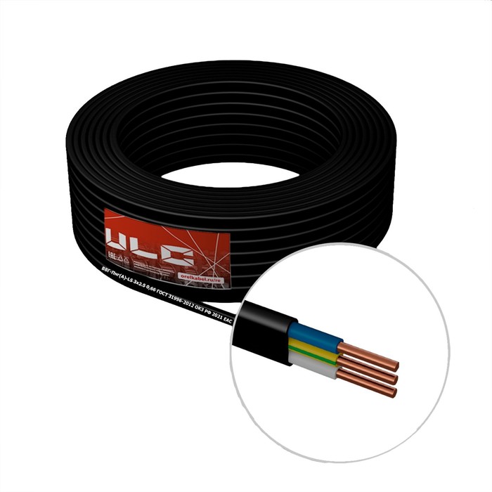 

Кабель "ULC" ВВГ-Пнг(A), сечение 3х2.5 мм2, 5 м, ГОСТ, чёрный