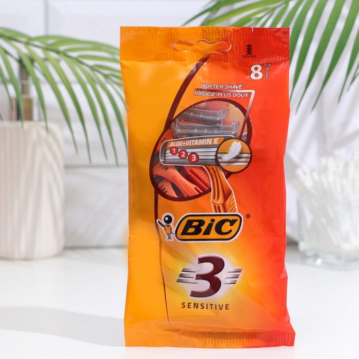 Бритва одноразовая BIC 3, для чувствительной кожи, 8 шт.