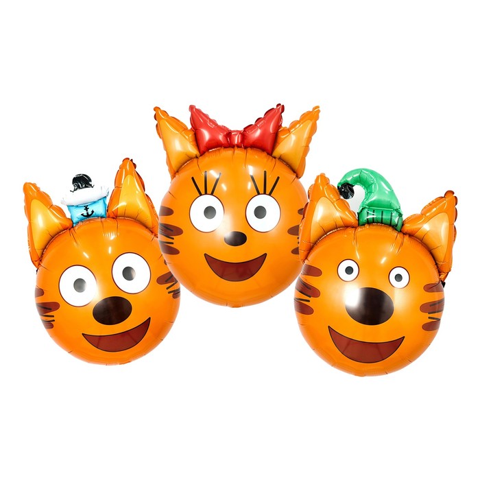 Фольгированные шары «Три кота», голова, набор 3 шт.