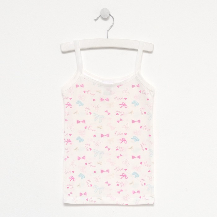 

Майка для девочки, молочный/бантики, рост 122-128 см