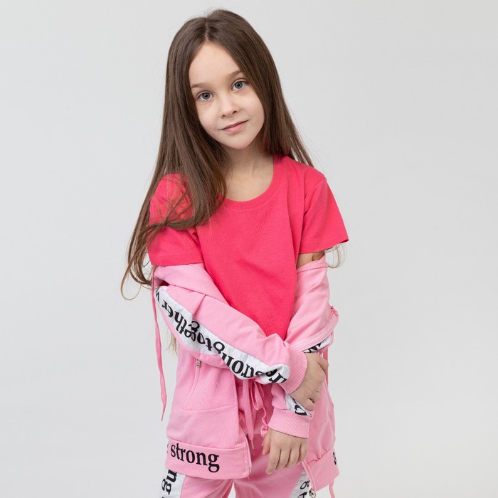 фото Костюм (толстовка, брюки) для девочки, цвет розовый, рост 128 см boozya