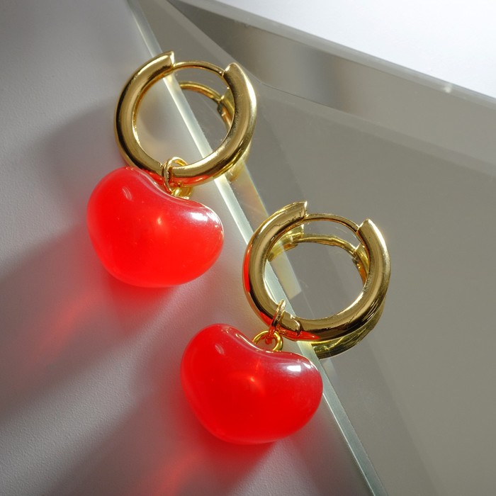 Серьги со съёмным элементом «Трансформер» сердечки, цвет красный в золоте серьги со съёмным элементом трансформеры с жемчугом цвет белый в золоте 7120714