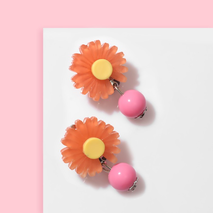 Клипсы детские «Выбражулька» цветок с бусиной ромашка, цвет МИКС серьга каффа корона с бусиной цвет микс