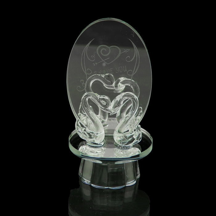 Сувенир "2 лебедя на зеркале I love you"