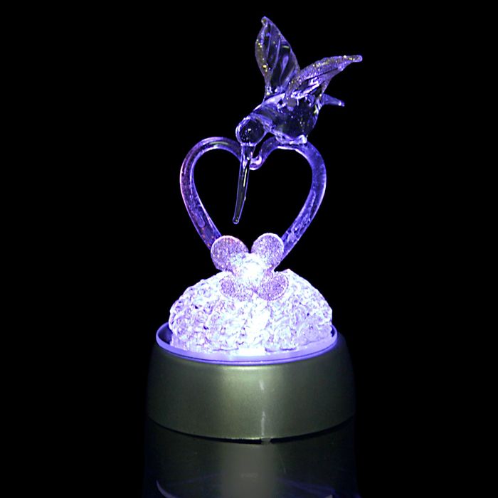 Сувенир "Две птички на сердце на кружеве" световой