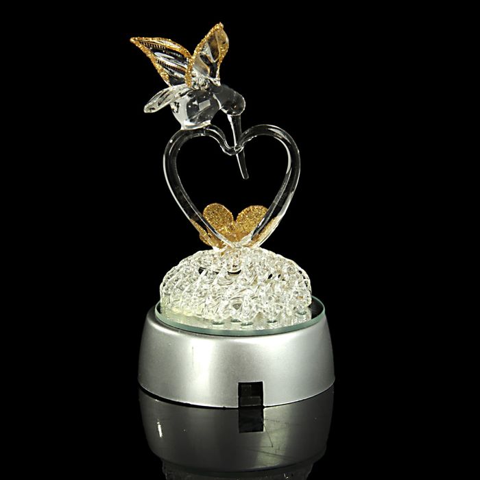 Сувенир "Две птички на сердце на кружеве" световой