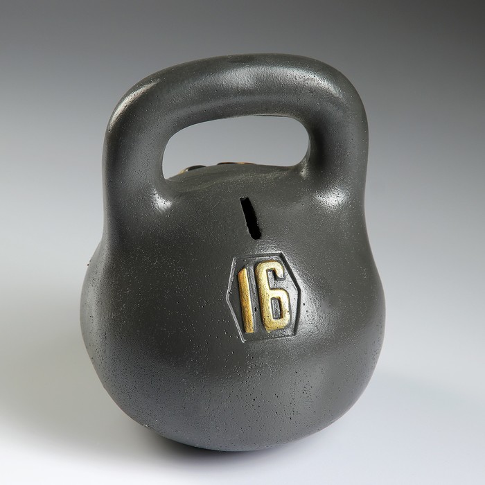 Копилка "Гиря: 100-пудовый хит" чёрная, светлая надпись