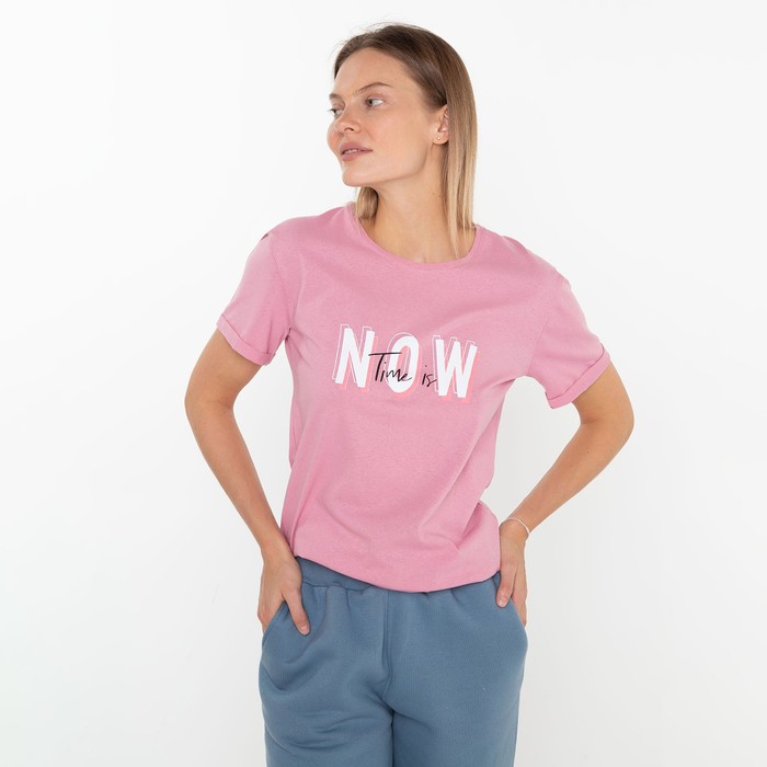 Футболка женская, цвет розовый, размер 50 футболка женская размер 50 цвет розовый лаванда