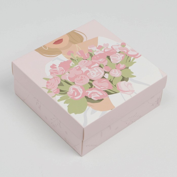 Коробка подарочная складная, упаковка, «Цветы», 17 х 17 х 7 см подарочная коробка чебурашка 17 5 х 7 х 10 5 см