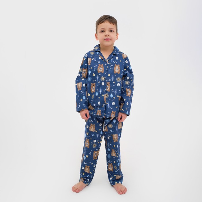 Пижама детская (рубашка, брюки) KAFTAN Мишки, р. 98-104, синий