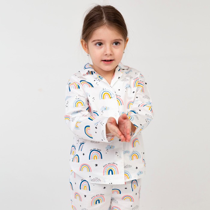 Пижама детская (рубашка, брюки) KAFTAN Радуга р. 110-116, белый