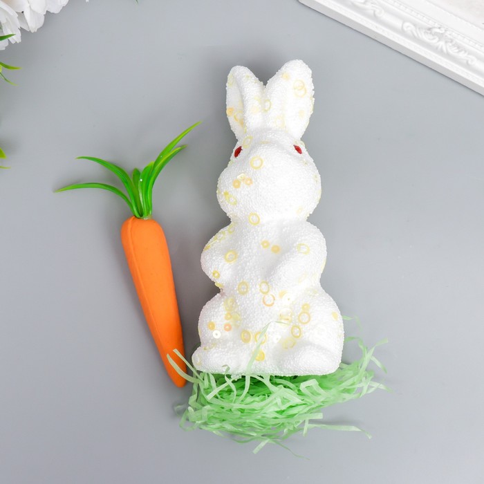 Декор пасхальный "Кролик в посыпке с морковкой и травкой" набор 15 см