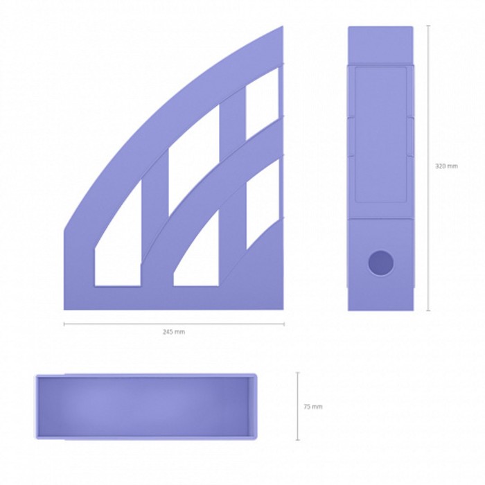Подставка для бумаг вертикальная пластиковая ErichKrause Office, Pastel, 75мм, фиолетовый