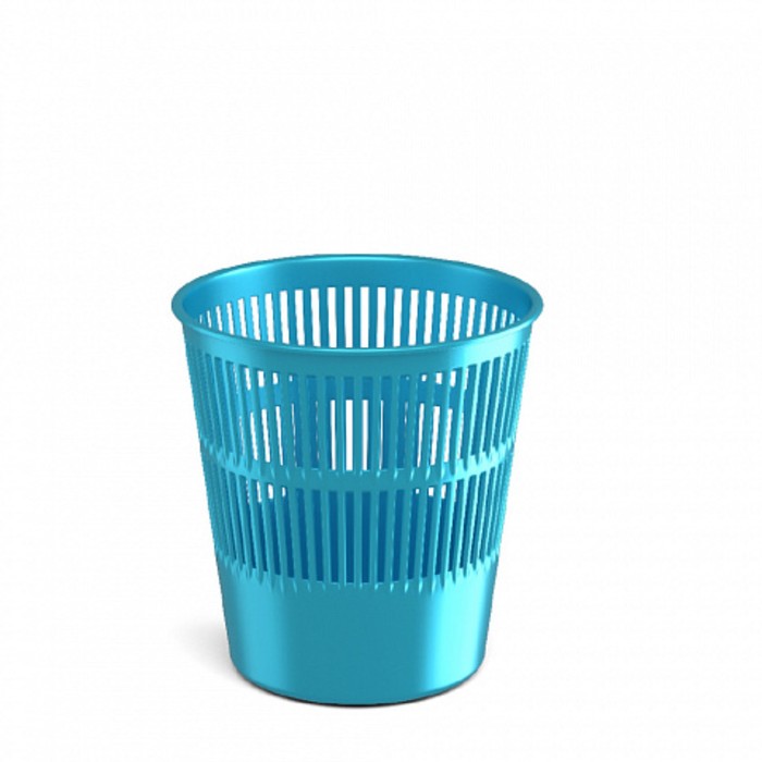 фото Корзина для бумаг сетчатая пластиковая erichkrause ice metallic, 9л, голубой