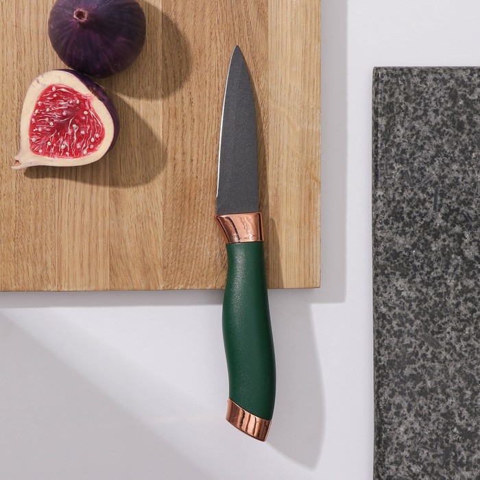 Нож кухонный Доляна «Эсмиральда», овощной, лезвие 8,5 см, цвет зелёный