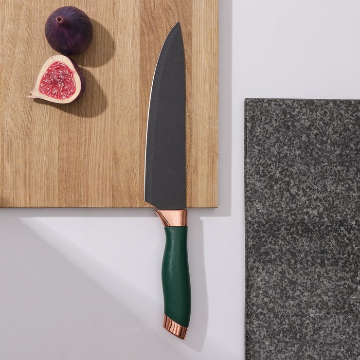 Нож кухонный Доляна «Эсмиральда», шеф, лезвие 20 см, цвет зелёный