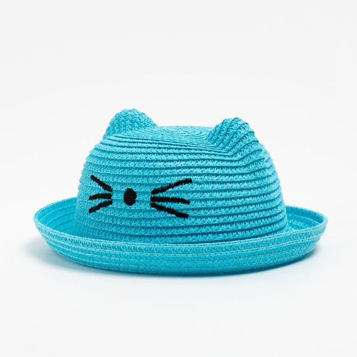 Шляпа для девочки MINAKU Кошечка, цв. голубой, р-р 50