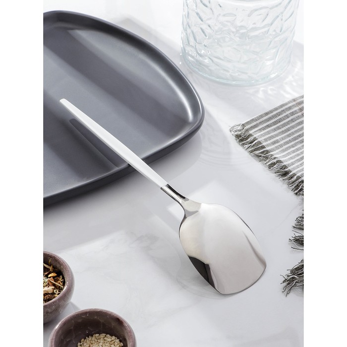 

Лопатка из нержавеющей стали Magistro «Грэйс», длина 26 см, цвет ручки белый, цвет головы серебряный