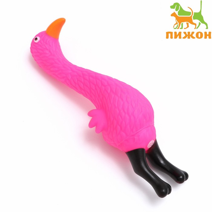 Игрушка пищащая Фламинго для собак, 22,5 см, розовая игрушкка пижон пищащая эскимо для собак 14 см розовая