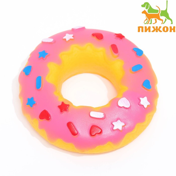 Игрушка пищащая Пончик для собак, 8,5 см, розовая игрушкка пижон пищащая эскимо для собак 14 см розовая