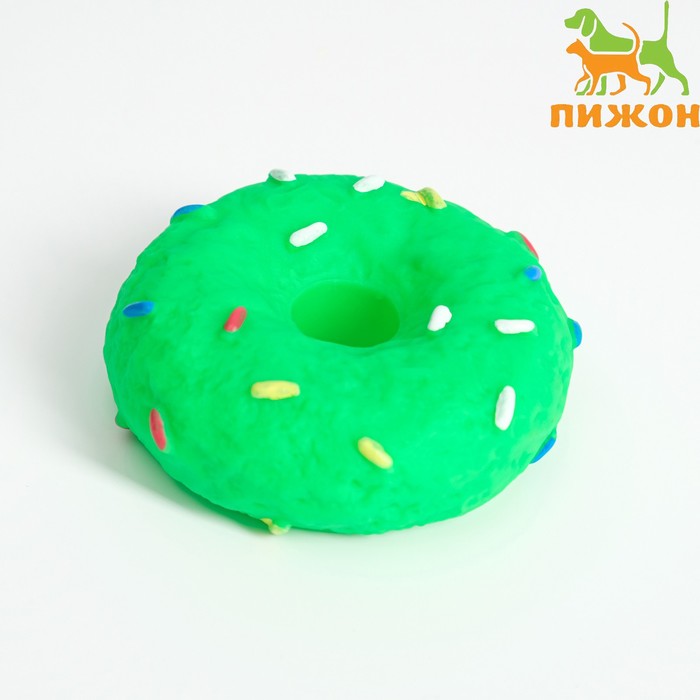 

Игрушка пищащая "Пончик" для собак, 8,5 см, зелёная