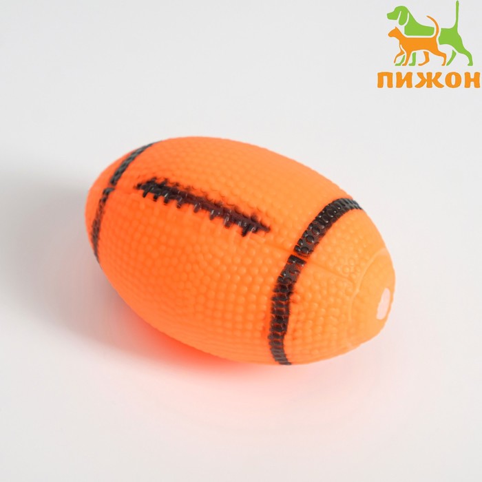 Игрушка пищащая Регби для собак, 11 см, оранжевая