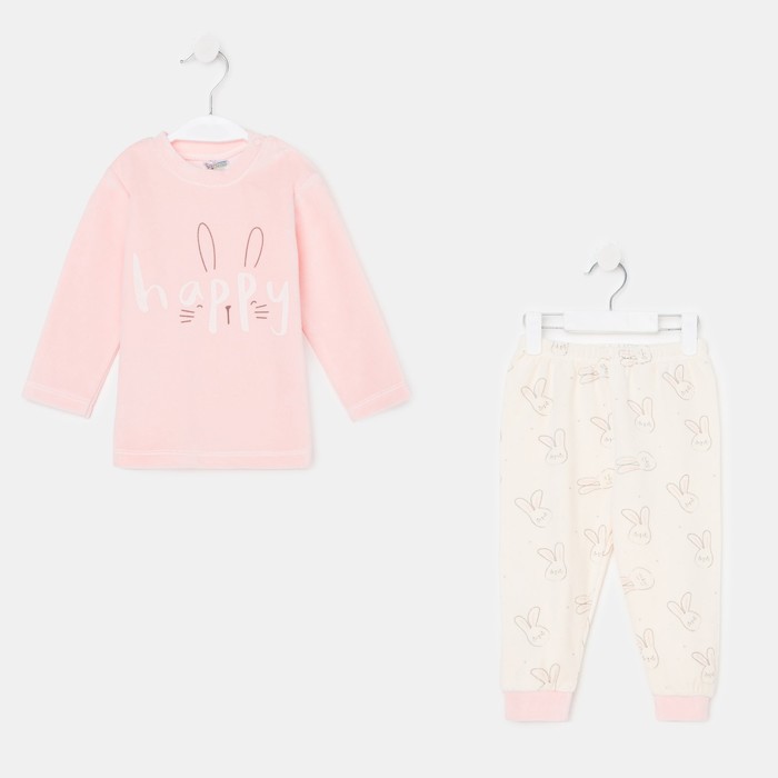 Пижама для девочки, цвет розовый/молочный, рост 62-68 см