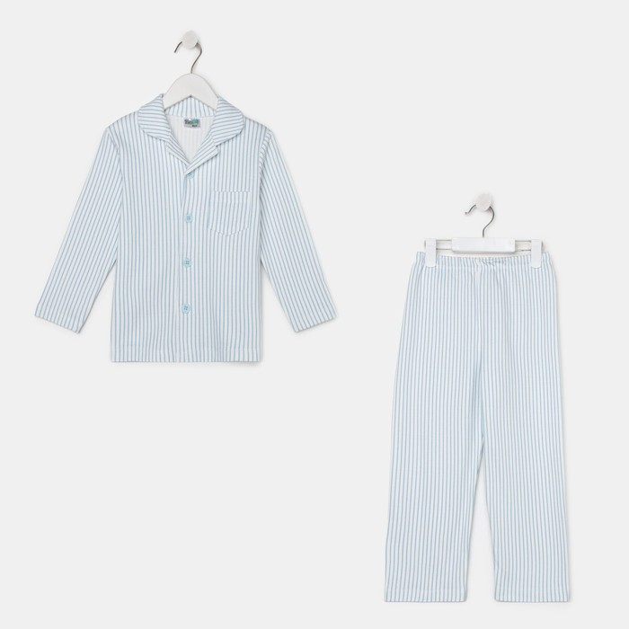 Пижама детская, цвет белый/голубой, рост 86-92 см