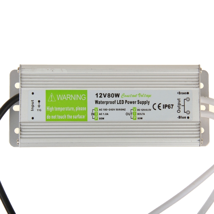 Влагозащищенный источник питания 12V, 6,6A, 80W, IP67, 110-220V AC