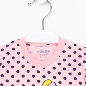 

Футболка для девочки, розовый/горох, рост 68-74 см