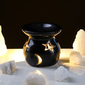 Аромалампа "Сияние", черная, керамика, 8 см